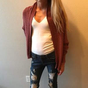 Oversized woven mauve cardigan NWOT